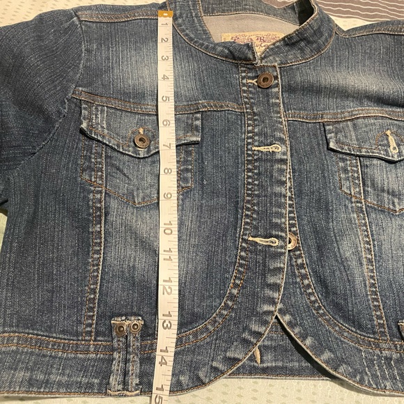 American Rag Cie Cute Denim Blue Short Sleeve Vest Jacket Size L - Picture 11 of 12